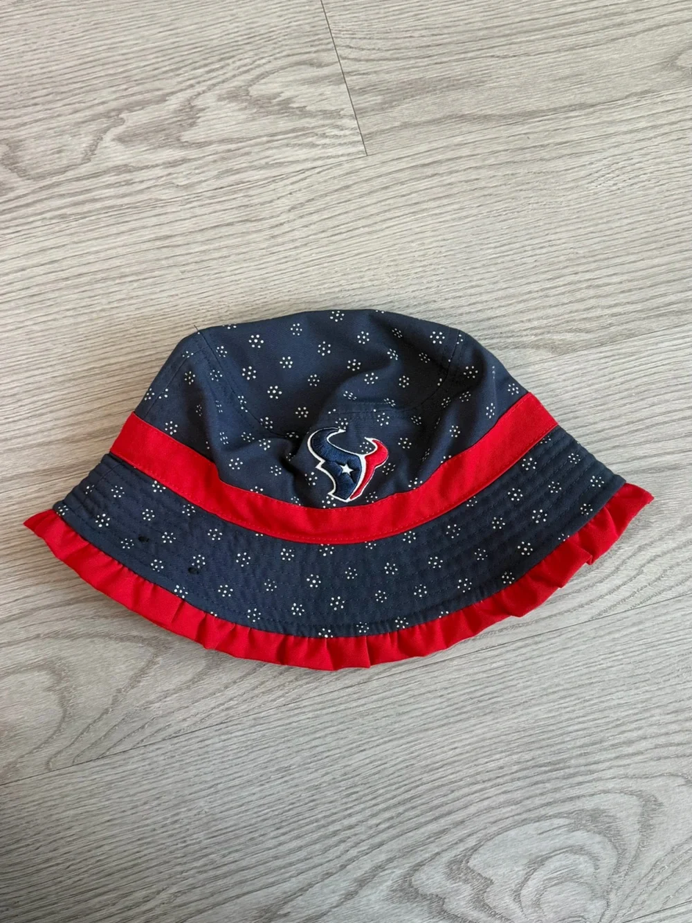 New Era Navy Sun Hat with Red Trim and Ruffle